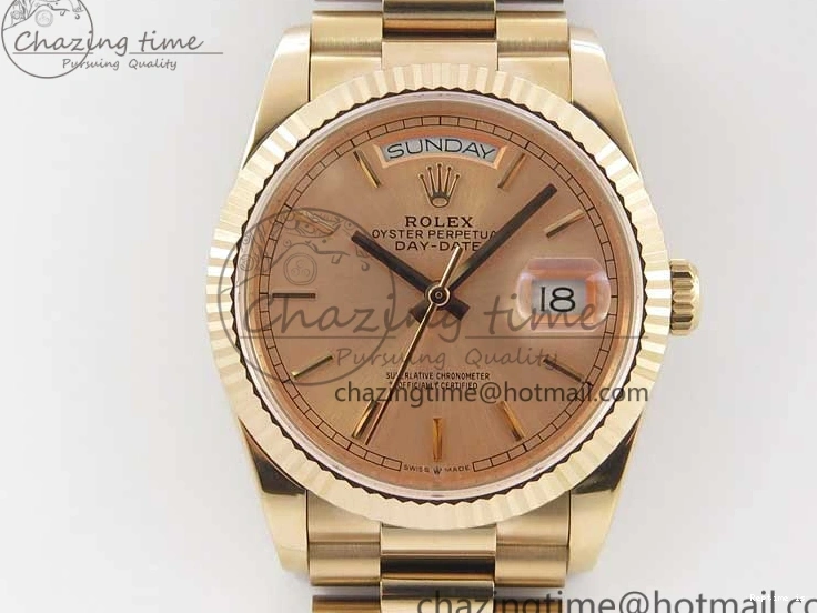 0108 Day-Date 36 RG 128239 Bp Maker Best Edition Pink Dial on RG President Bracelet Sporty 3136